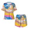 MINDBBDFJ Colorful Tie Dye Print 2 Pack Womens Pajama Sets Short Sleeve Top With Shorts S-Xxl Black view 4