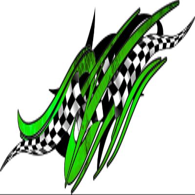 Draft Tribal Checkered Flag Golf Cart Graphic Decal Set FIT All Year and Model EZGO Club Car & Yamaha (Green)