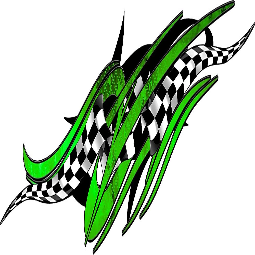 Draft Tribal Checkered Flag Golf Cart Graphic Decal Set FIT All Year and Model EZGO Club Car & Yamaha (Green)