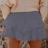 Aoudery Flowy Shorts for Women Casual Boho Ruffle Tiered Skorts High Waist Mini Skirts Golf Tennis Butterfly Crochet Shorts - Gray S view 2