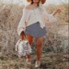 Aoudery Flowy Shorts for Women Casual Boho Ruffle Tiered Skorts High Waist Mini Skirts Golf Tennis Butterfly Crochet Shorts - Gray S view 3