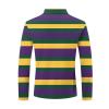 Big and Tall Polo Shirts for Men Striped Long Sleeve Quarter Zip Lightweight T-Shirts Casual Loose Pullover Tops Men's Hawaiian Shirts Multicolor L view 3