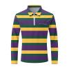 Big and Tall Polo Shirts for Men Striped Long Sleeve Quarter Zip Lightweight T-Shirts Casual Loose Pullover Tops Men's Hawaiian Shirts Multicolor L view 4