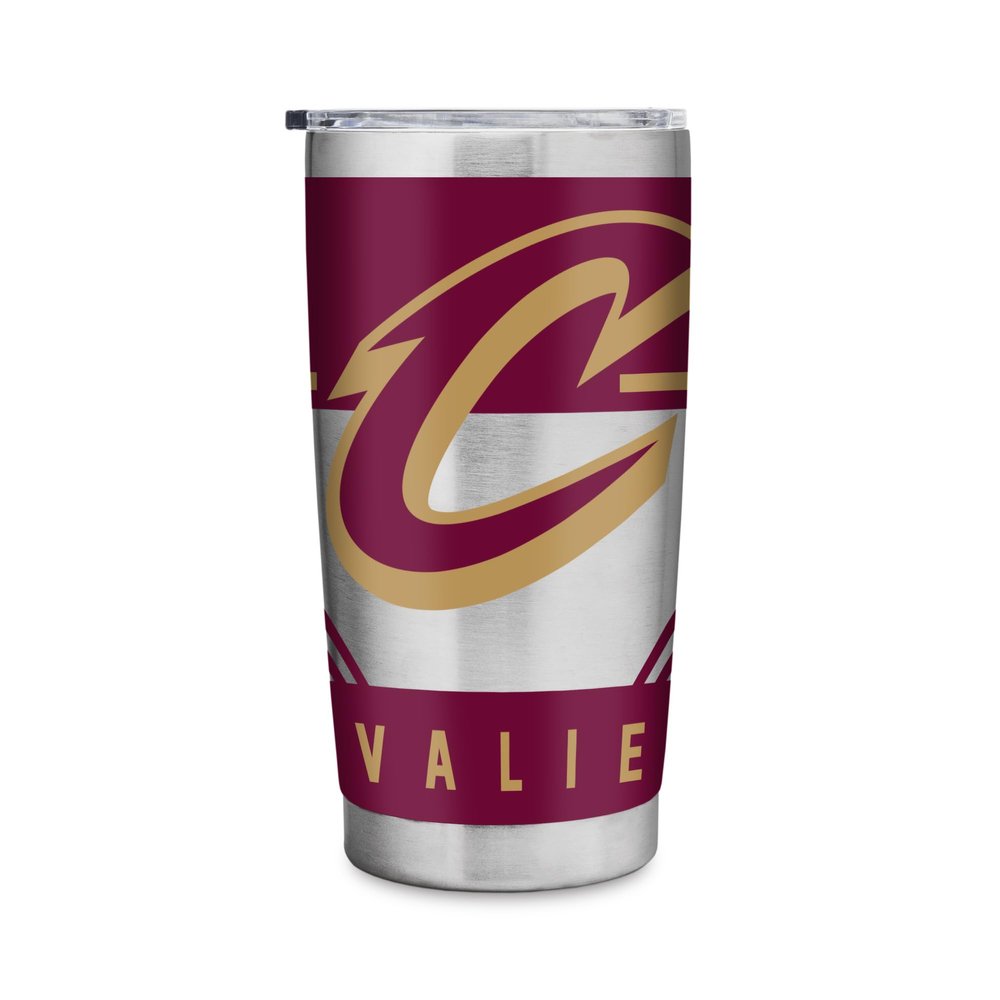 Rico Industries NBA Basketball Cleveland Cavaliers 20oz Stainless Steel Tumbler with Lid - Great For Coffee, Tea, Water or Cocktails