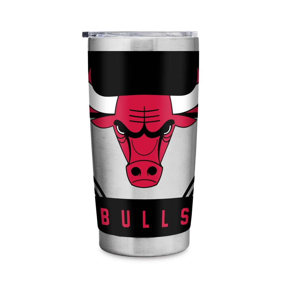 Rico Industries NBA Basketball Chicago Bulls 20oz Stainless Steel Tumbler with Lid - Great For Coffee, Tea, Water or Cocktails