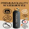 Daily Essentials Matte Black Stainless Steel Water Bottle With Bamboo Lid, 34 oz view 3