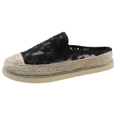 SACFOF Women's Mesh Platform Flat Espadrille Mules Closed Toe Summer Casual Breathable Slip On Slide Sandals Non-Slip Walking Beach Sandals