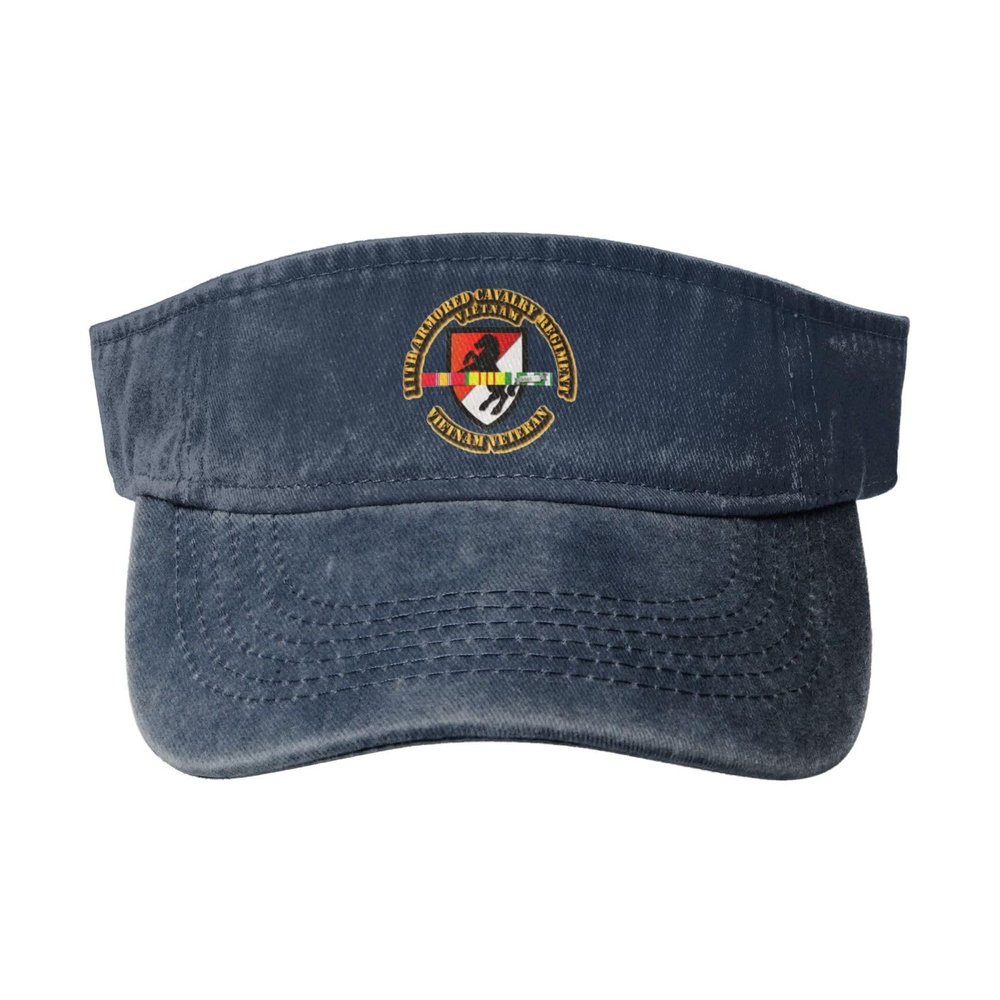 11th Armored Cavalry Regiment W Vietnam Sport Sun Visor Hats Cotton Ball Caps Empty Top Baseball Sun Cap for Men Women Navy Blue