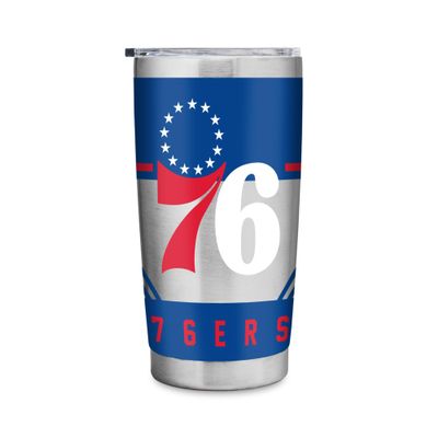 Rico Industries NBA Basketball Philadelphia 76ers 20oz Stainless Steel Tumbler with Lid - Great For Coffee, Tea, Water or Cocktails