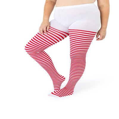 Silky Toes Womens Plus Size Striped Tights Bold Costume Halloween Stockings