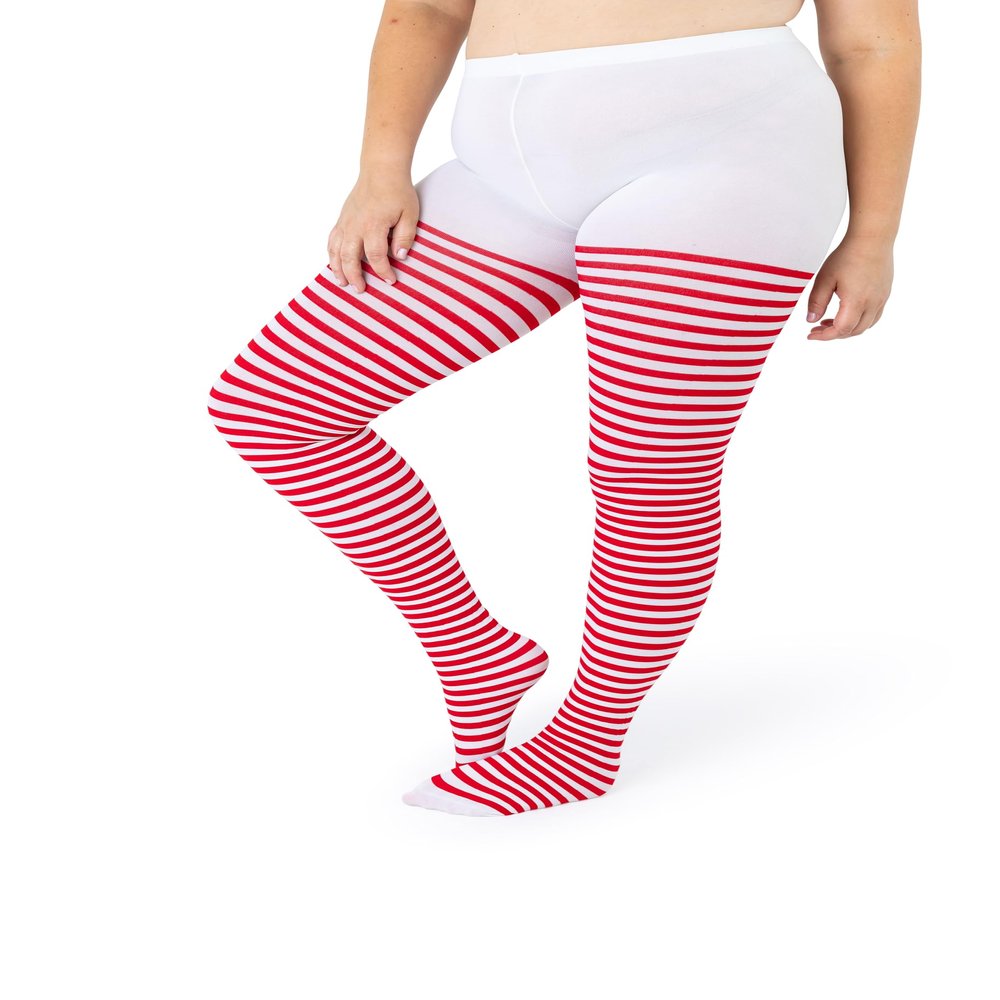 Silky Toes Womens Plus Size Striped Tights Bold Costume Halloween Stockings
