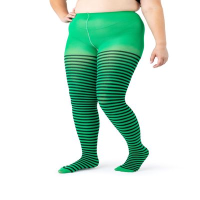 Silky Toes Womens Plus Size Striped Tights Bold Costume Halloween Stockings