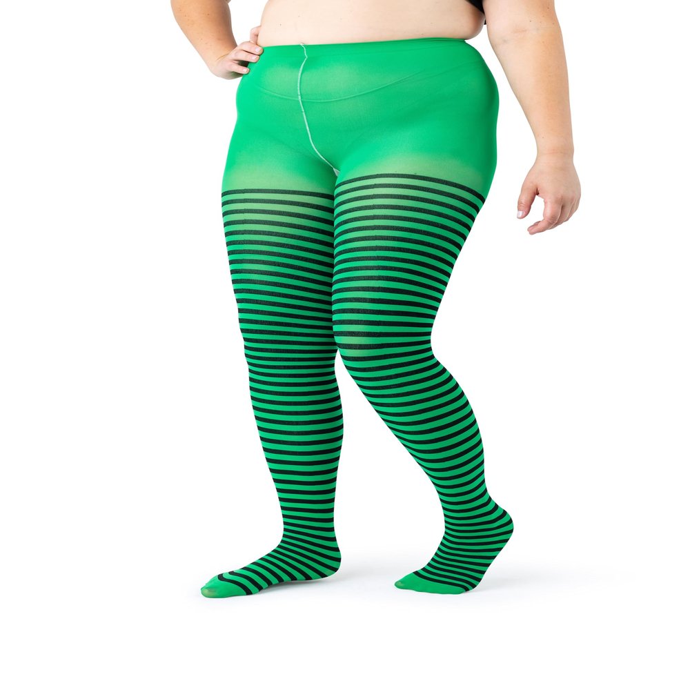 Silky Toes Womens Plus Size Striped Tights Bold Costume Halloween Stockings