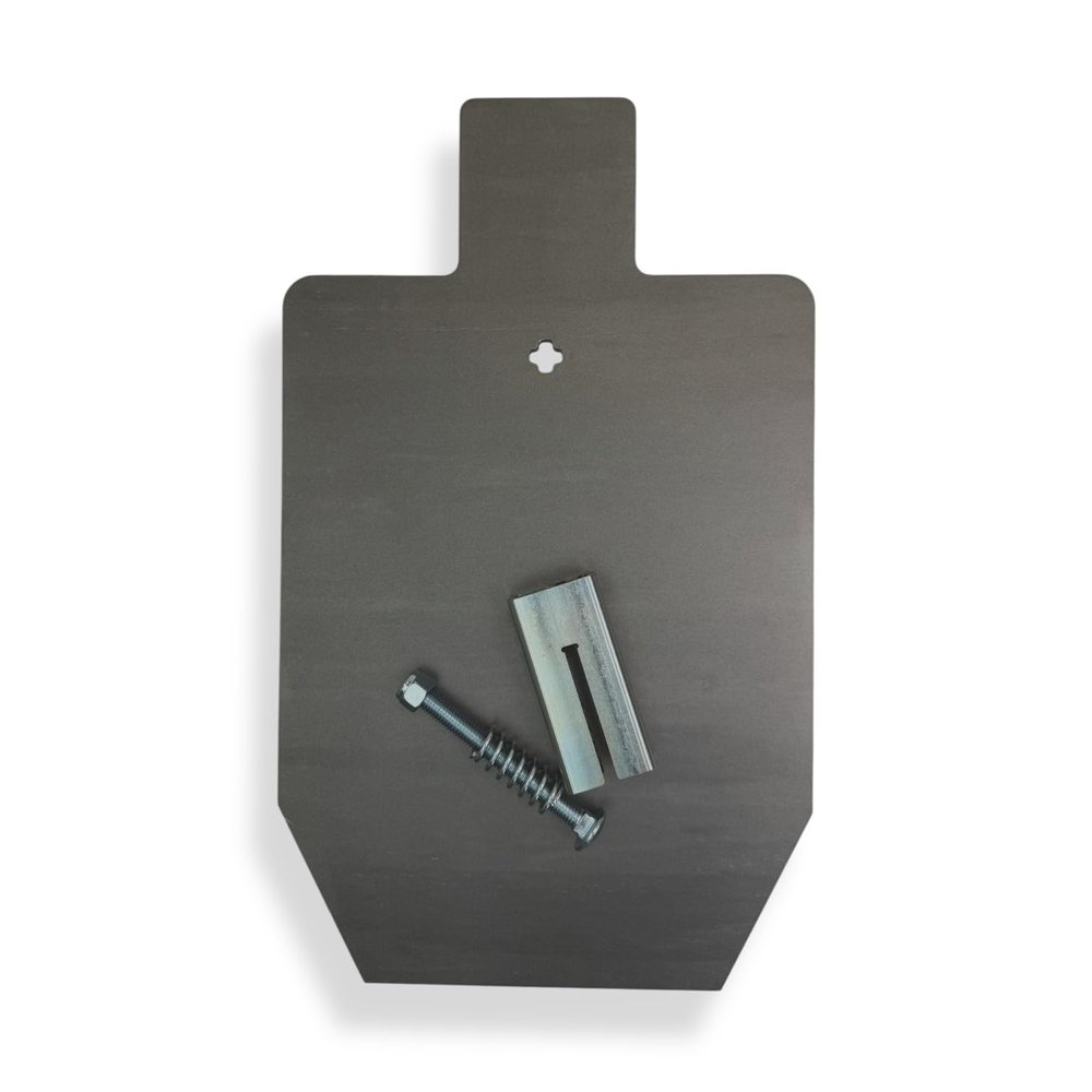 1/2 AR500 Steel Target 12X 20 Silhouette and T Post Hanger Bundle, Unpainted