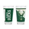 Rico Industries NBA Basketball Milwaukee Bucks 16 oz Pint Glasses with Digitally Printed Logo, Practical Set of 2 Classic Drinking Glasses, Gift for Fans view 1
