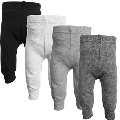 123 Bear Infant and Toddler Soft Cotton Spandex Boys and Girls Pants Multipacks (Black 2, 2T)