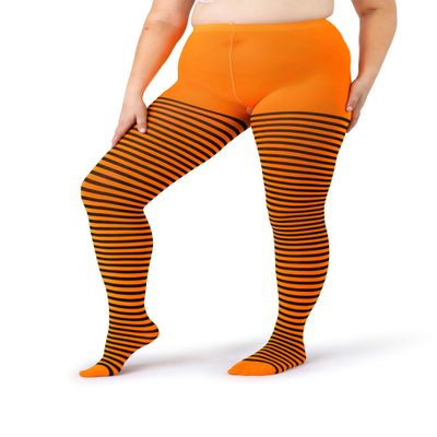 Silky Toes Womens Plus Size Striped Tights Bold Costume Halloween Stockings