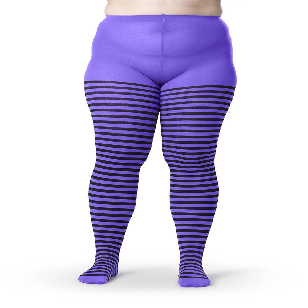Silky Toes Womens Plus Size Striped Tights Bold Costume Halloween Stockings