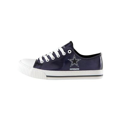 FOCO Dallas Cowboys NFL Womens Team Color Metallic Low Top Canvas Shoes - 9