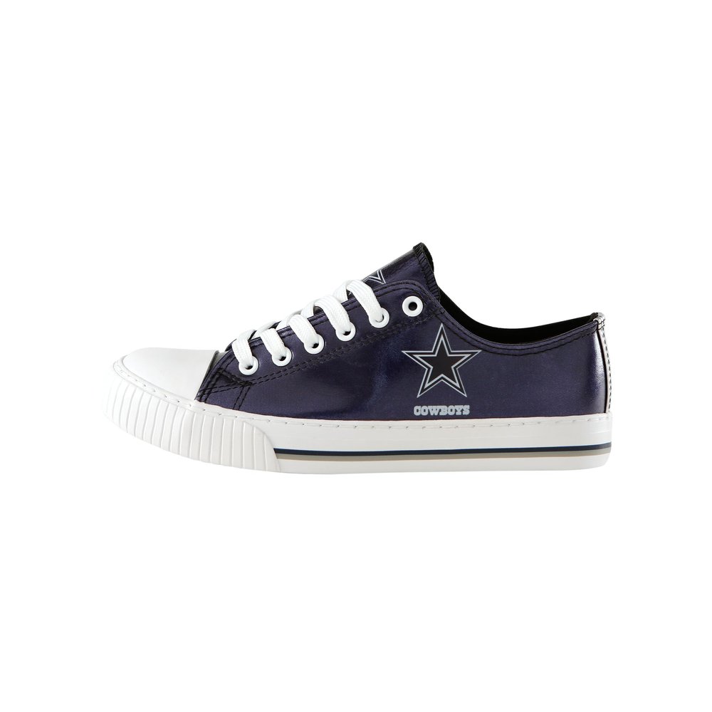 FOCO Dallas Cowboys NFL Womens Team Color Metallic Low Top Canvas Shoes - 9