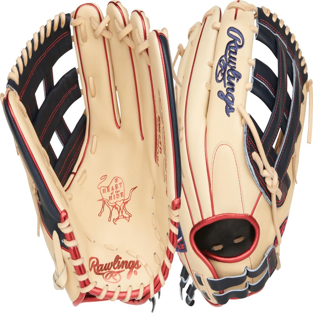 Rawlings | Heart of THE Hide Series Fastpitch Softball Glove | 12.75' | LHT | Pro H-Web | Camel/Navy