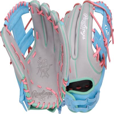 Rawlings | Heart of THE Hide Series Fastpitch Softball Glove | 12' | RHT | Pro I-Web | Columbia Blue/Grey