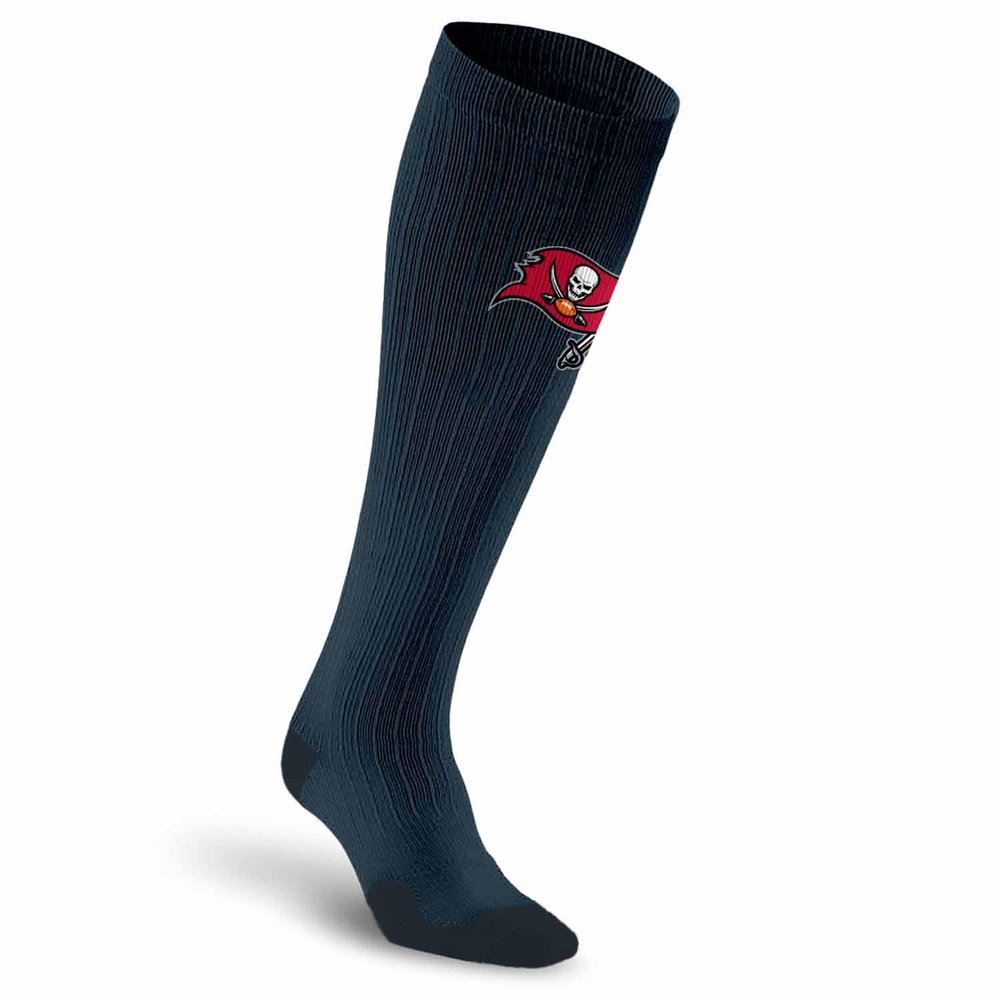 For Bare Feet NFL TAMPA BAY BUCCANEERS Marathon Compression Sock Black Large/Extra Large