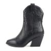 Soda BLAZING ~ Women Western Stitched Pointe Toe Low Heel High Top Ankle Shaft Boot Bootie (All Black Pu, us_footwear_size_system, adult, women, numeric, wide, 6) view 1