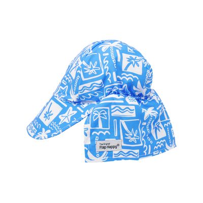 Flap Happy Baby Sun Hat | Toddler Hat with Flap to Protect Kids from Sunburn| UPF 50+ Highest Certified UV Sun Protection | Seaside Palms, X-Large
