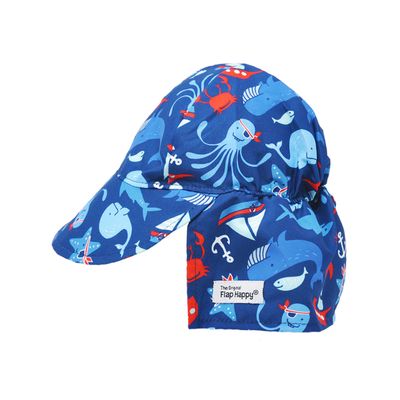Flap Happy Baby Sun Hat | Toddler Hat with Flap to Protect Kids from Sunburn| UPF 50+ Highest Certified UV Sun Protection | Nautical Fun, X-Small