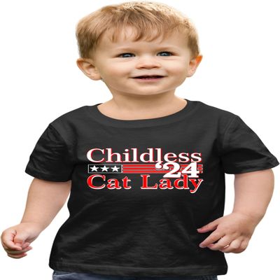 5T Black Toddler Childless Cat Lady '24 Toddler T-Shirt