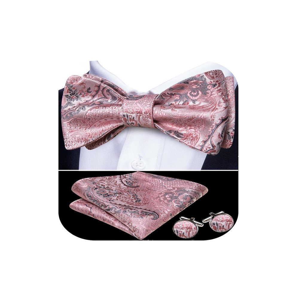 YOHOWA Bow Ties for Men Paisley Self Tie Bowtie Pocket Square Cufflinks Set Classic Woven Formal Wedding Tuxedo Party