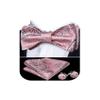 YOHOWA Bow Ties for Men Paisley Self Tie Bowtie Pocket Square Cufflinks Set Classic Woven Formal Wedding Tuxedo Party view 1