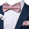 YOHOWA Bow Ties for Men Paisley Self Tie Bowtie Pocket Square Cufflinks Set Classic Woven Formal Wedding Tuxedo Party view 2