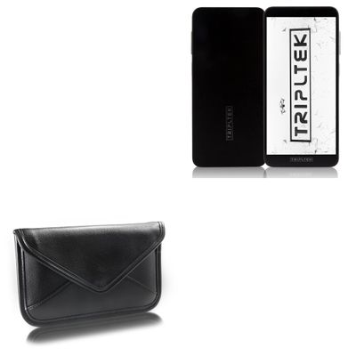 BoxWave Case Compatible with Tripltek Mini - Elite Leather Messenger Pouch, Synthetic Leather Cover Case Envelope Design - Jet Black