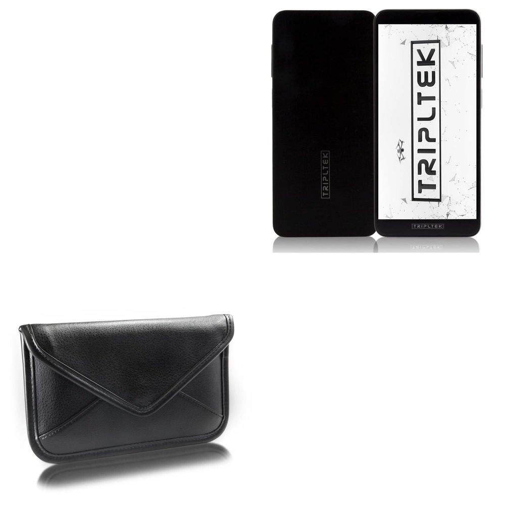 BoxWave Case Compatible with Tripltek Mini - Elite Leather Messenger Pouch, Synthetic Leather Cover Case Envelope Design - Jet Black