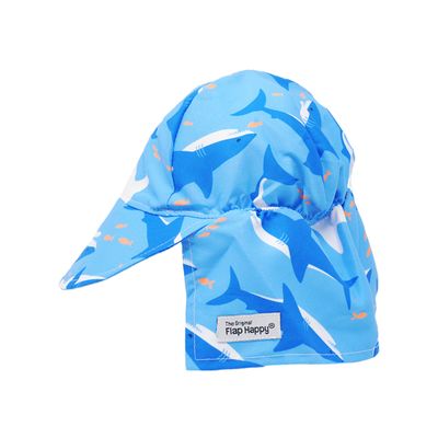 Flap Happy Baby Sun Hat | Toddler Hat with Flap to Protect Kids from Sunburn| UPF 50+ Highest Certified UV Sun Protection | Shark Cyclone, X-Large