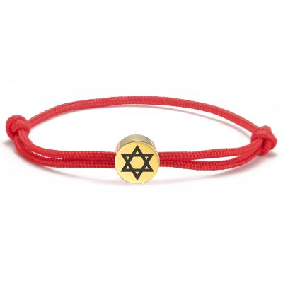 Dreamtimes Star of David Nautical Bracelet Handmade Stainless Steel Hexagram Pendant Jewish Link Bracelets Star of David Bracelet Lucky Protection Jewelry for Women Mens (Red)