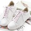 DANHUA Colored Printed Flat Shoelaces: 2 Pair White Pink Feet Patterned Shoe Laces for Sneakers 39 inch view 4