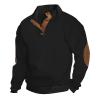 4Xlt Men's Corduroy Sweater - Big and Tall Long Sleeve Casual Stand Collar Button Neck Lightweight Trendy Shirt (B Black, XX-Large) view 1