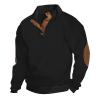 4Xlt Men's Corduroy Sweater - Big and Tall Long Sleeve Casual Stand Collar Button Neck Lightweight Trendy Shirt (B Black, XX-Large) view 2