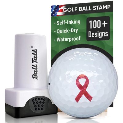 Ball Tatt - Breast Cancer Golf Ball Stamp, Golf Ball Stamper, Self-Inking Golf Ball Stamp Markers, Reusable Golf Ball Marking Tool to Identify Golf Balls, Golfer Gift Golfing Accessories