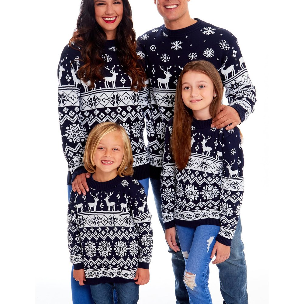 Family Matching Christmas Sweater Ugly Christmas Reindeer Santa Pullover Sweatshirt for Women Men Boys Girls
