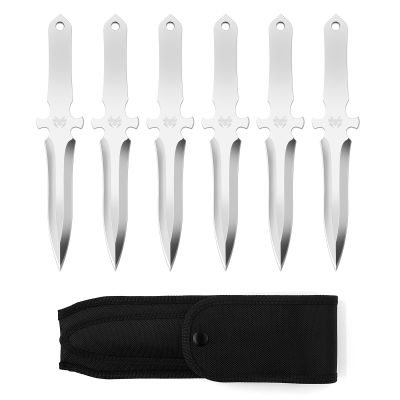 THRWCLUB 6Pack Throwing set, 10.1" Throwing Spikes with 0.236" Thick Full Tang Design, Well-Balanced with Nylon Sheaths, Perfect for Recreation and Competition