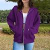 Women'S Fall Jacket Sweatshirt Women Womens Zip Up Hoodie with Pockets Long Sleeve Fashion Fall Oversized Sweatshirts Casual Drawstring Jacket Medium Dark Purple view 2