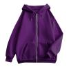 Women'S Fall Jacket Sweatshirt Women Womens Zip Up Hoodie with Pockets Long Sleeve Fashion Fall Oversized Sweatshirts Casual Drawstring Jacket Medium Dark Purple view 3