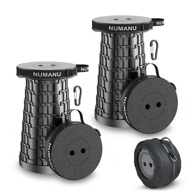 NUMANU 2PK 2025 Upgraded Collapsible Stool, Max 620lbs, 18" H Adjustable Portable Folding Stool for Adults, Retractable Foldable Telescopic Seat Camping Chair or Footrest