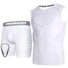 COOLOMG Youth Boys Chest Rib Protector + Boys Sliding Shorts with Cup, White M view 1