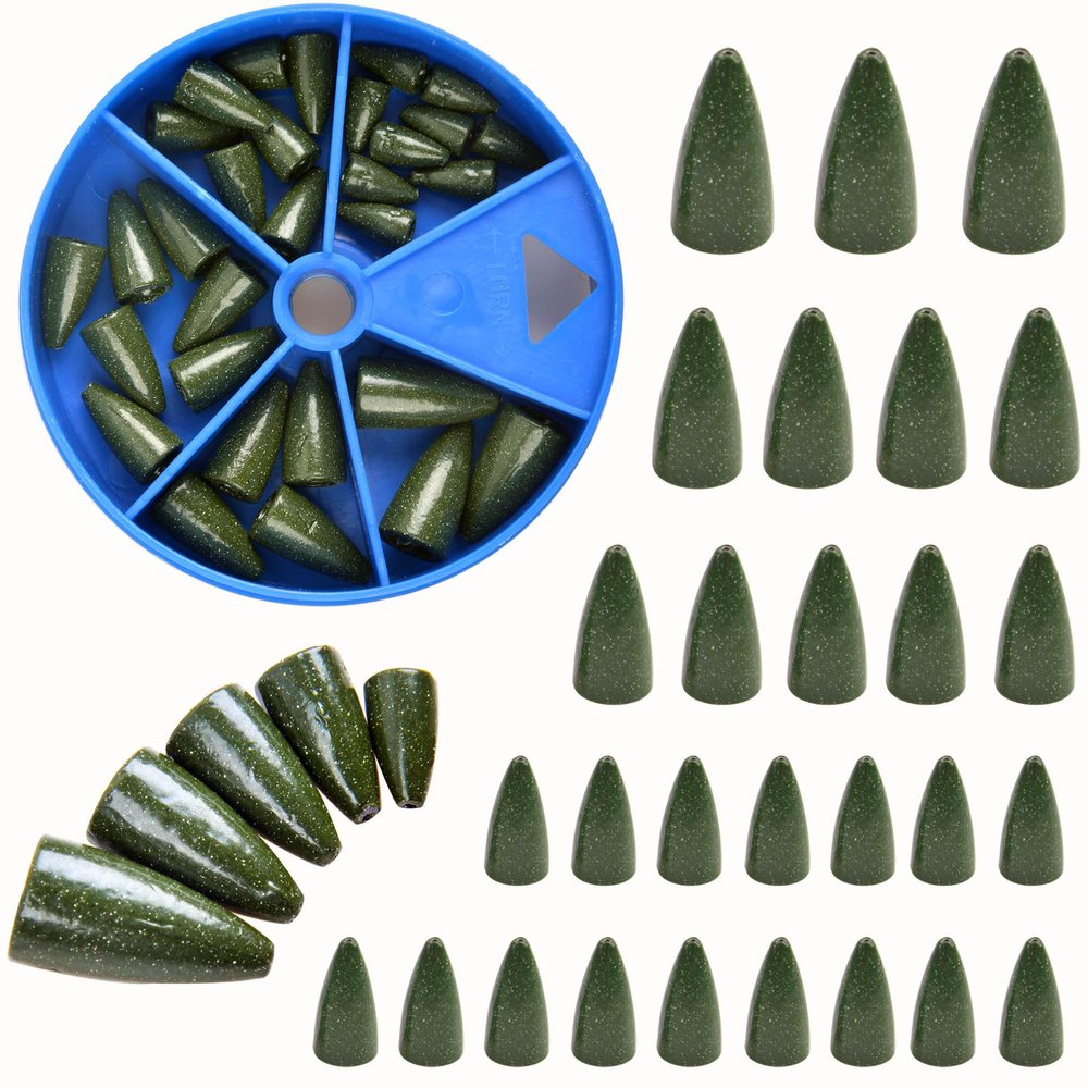Bullet Fishing Weights,28pcs/60pcs Bass Fishing Sinker Kits Worm Slip Weight Bullet Lead Sliding Weights for Texas Rig Carolina Rig Size 1.75g 3.5g 5g 7g 10g (Size Assortment - 28PCS)