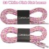 DANHUA Colored Printed Flat Shoelaces: 2 Pair White Pink Patterned Shoe Laces for Sneakers 39 inch view 2